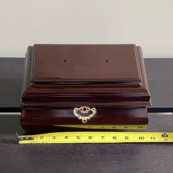 Bombay Company Mahogany Wood Red Velvet Lined Jewellery Box - Picture 13 of 15